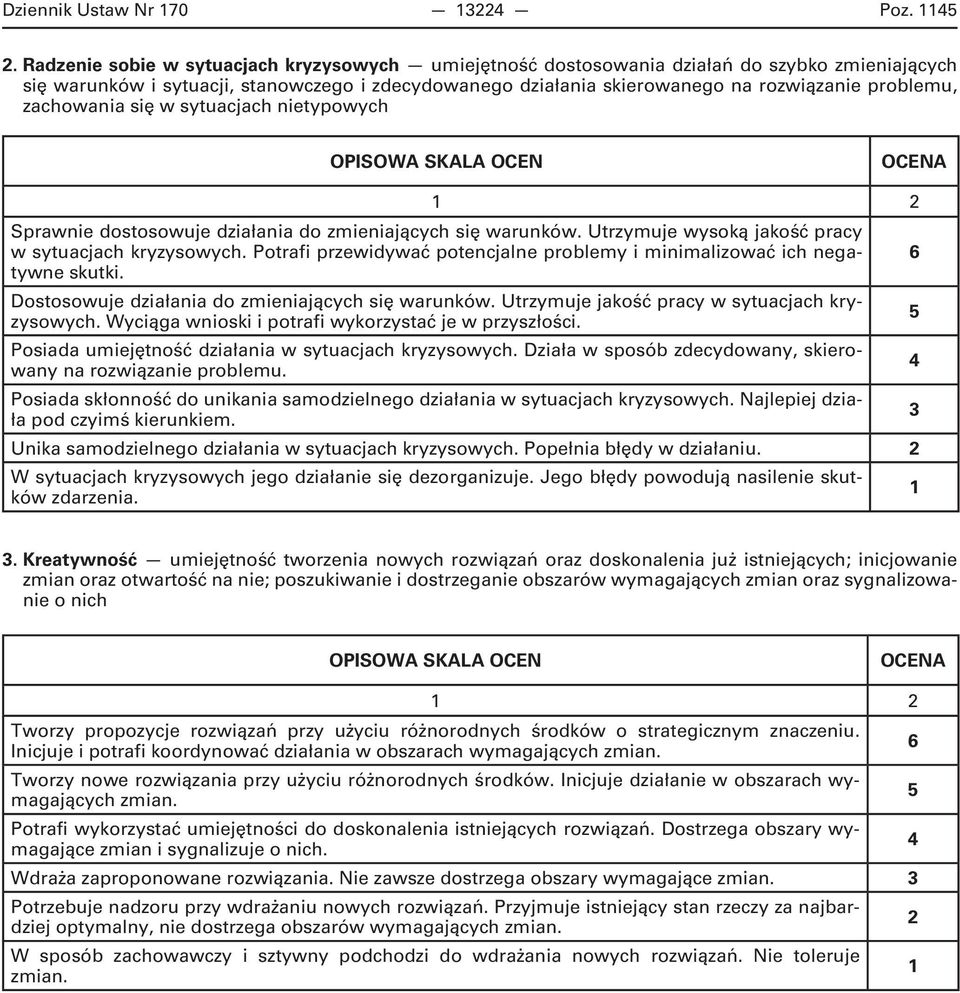 zachowania się w sytuacjach nietypowych Sprawnie dostosowuje działania do zmieniających się warunków. Utrzymuje wysoką jakość pracy w sytuacjach kryzysowych.