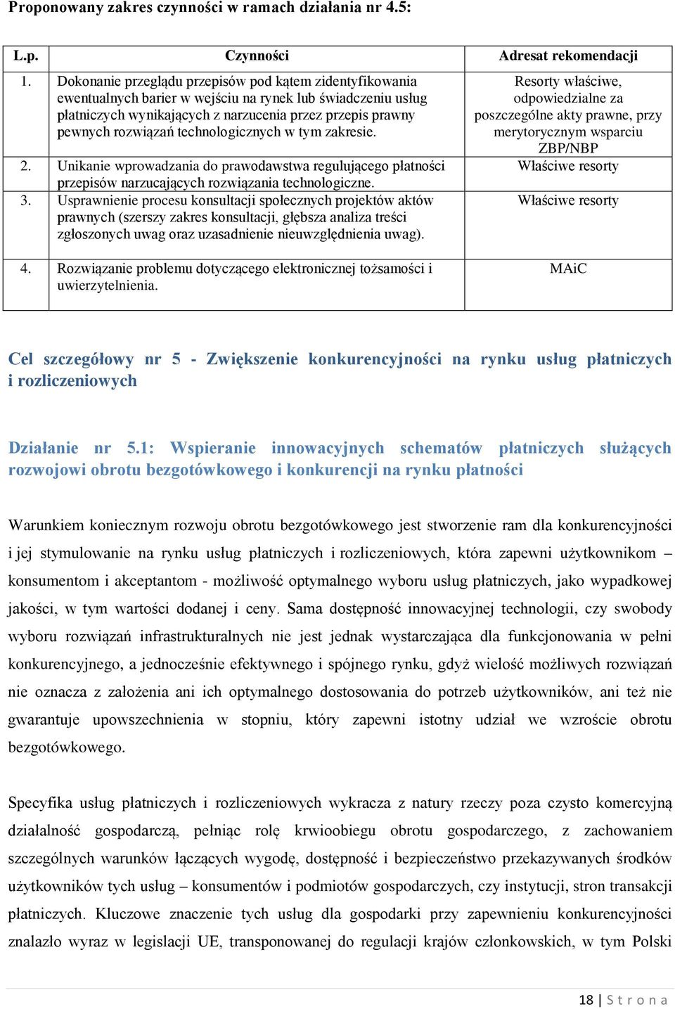 technologicznych w tym zakresie. 2. Unikanie wprowadzania do prawodawstwa regulującego płatności przepisów narzucających rozwiązania technologiczne. 3.