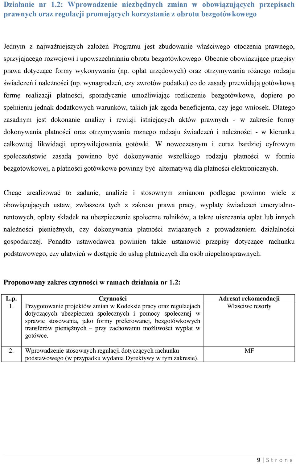 właściwego otoczenia prawnego, sprzyjającego rozwojowi i upowszechnianiu obrotu bezgotówkowego. Obecnie obowiązujące przepisy prawa dotyczące formy wykonywania (np.