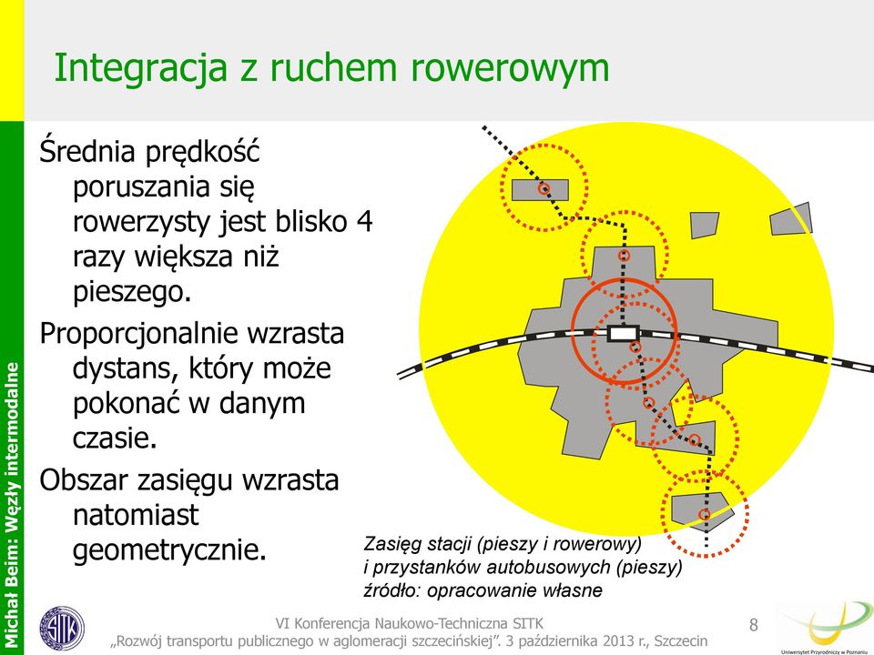 Proporcjonalnie wzrasta dystans, który może pokonać w danym czasie.