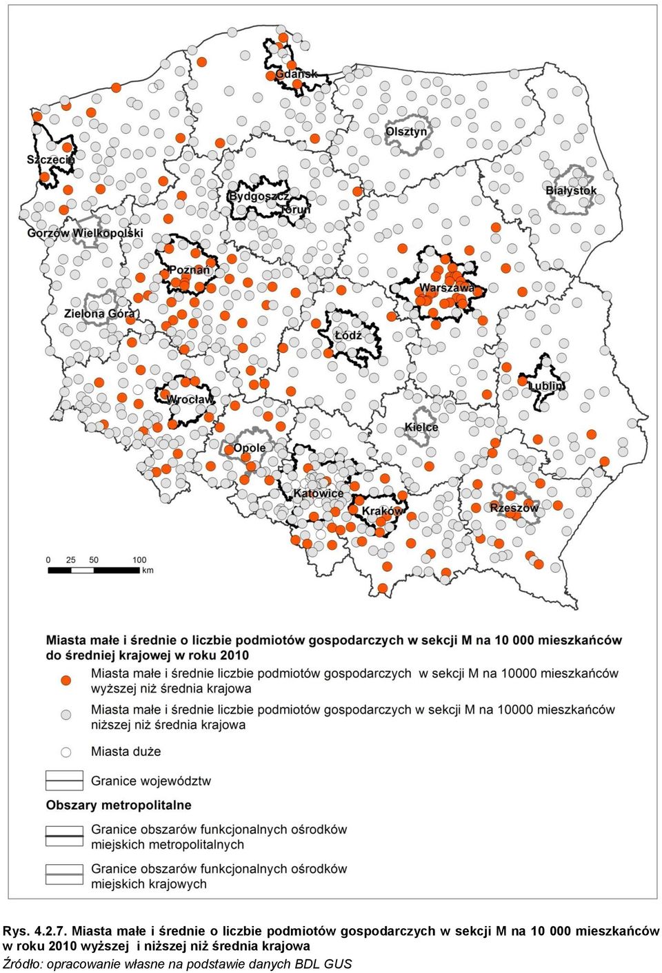 podmiotów gospodarczych w sekcji M na