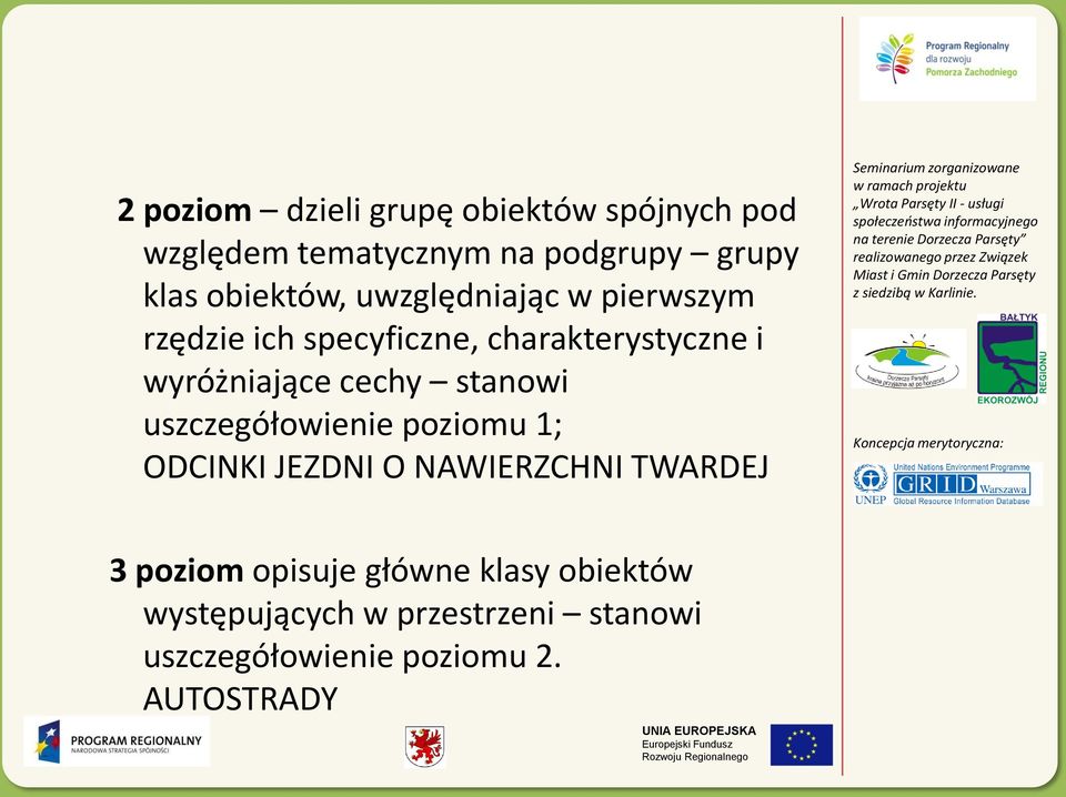 cechy stanowi uszczegółowienie poziomu 1; ODCINKI JEZDNI O NAWIERZCHNI TWARDEJ 3 poziom