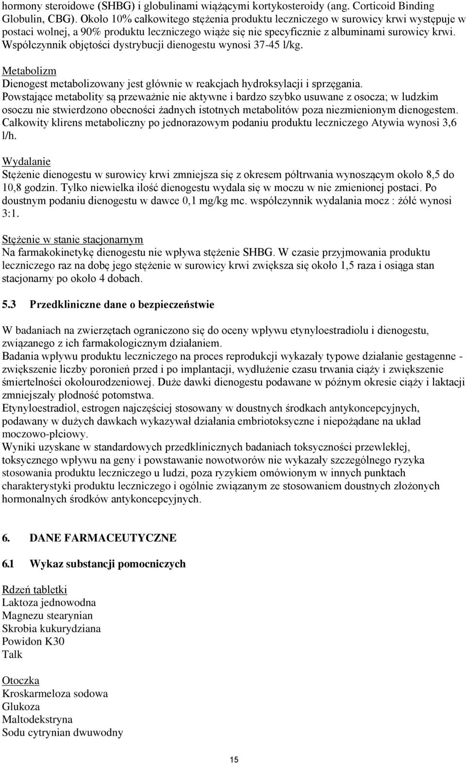 Współczynnik objętości dystrybucji dienogestu wynosi 37-45 l/kg. Metabolizm Dienogest metabolizowany jest głównie w reakcjach hydroksylacji i sprzęgania.