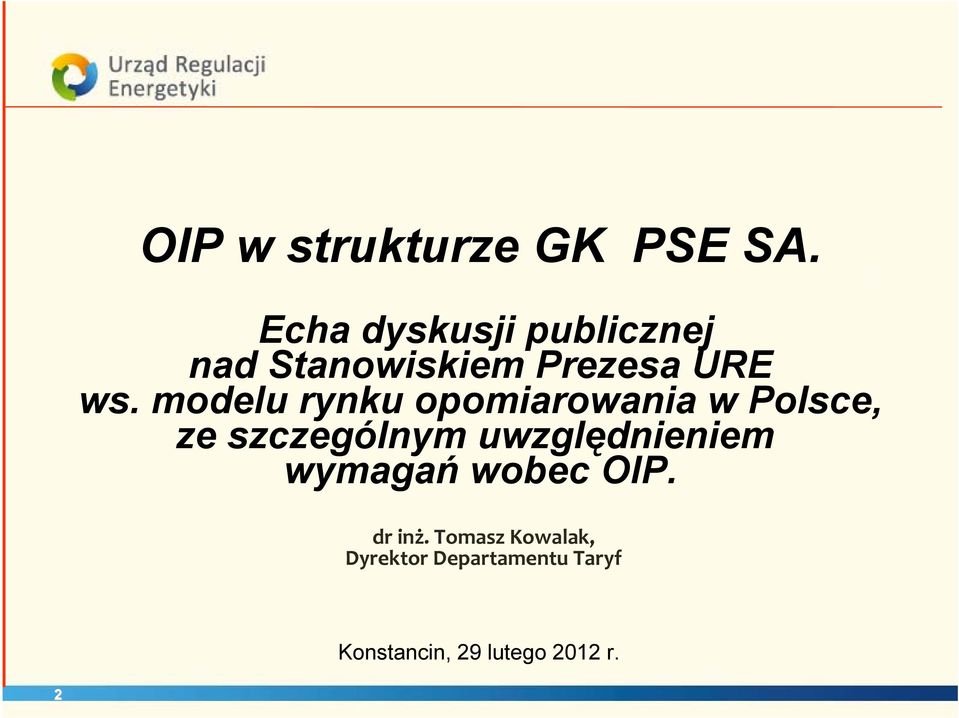 modelu rynku opomiarowania w Polsce, ze szczególnym