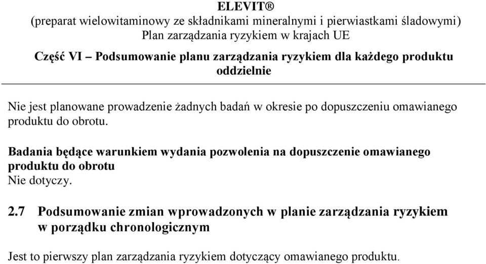 Badania będące warunkiem wydania pozwolenia na dopuszczenie omawianego produktu do obrotu