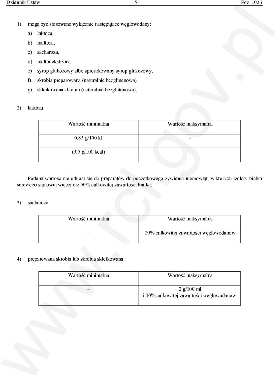 glukozowy, f) skrobia preparowana (naturalnie bezglutenowa), g) skleikowana skrobia (naturalnie bezglutenowa); 2) laktoza 0,85 g/100 kj (3,5 g/100 kcal) Podana