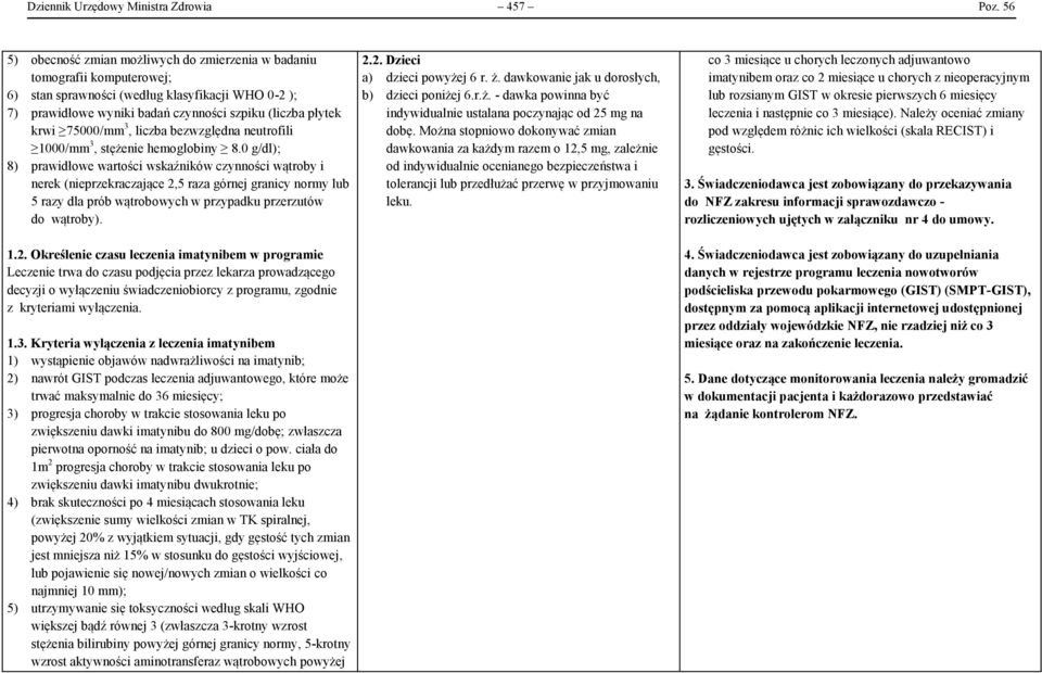 75000/mm 3, liczba bezwzględna neutrofili 1000/mm 3, stężenie hemoglobiny 8.