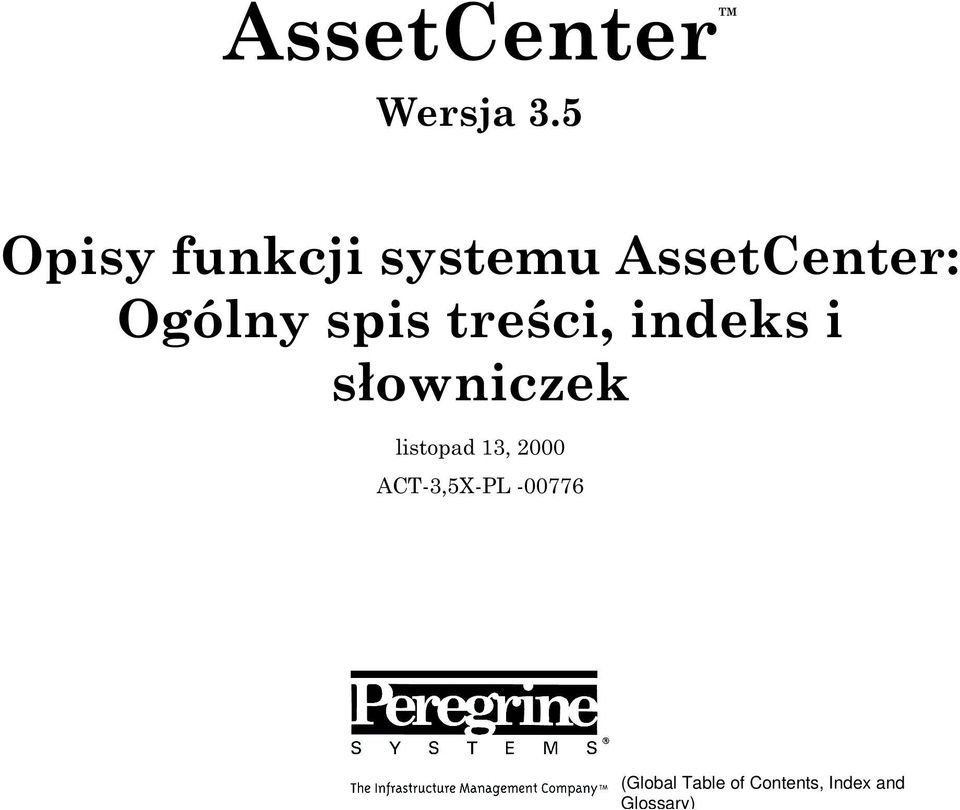 AssetCenter: Ogólny spis treści,