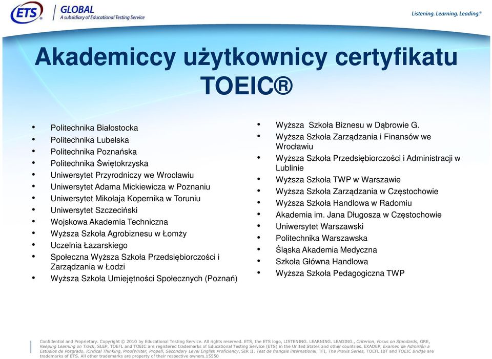 Przedsiębiorczości i Zarządzania w Łodzi Wyższa Szkoła Umiejętności Społecznych (Poznań) Wyższa Szkoła Biznesu w Dąbrowie G.