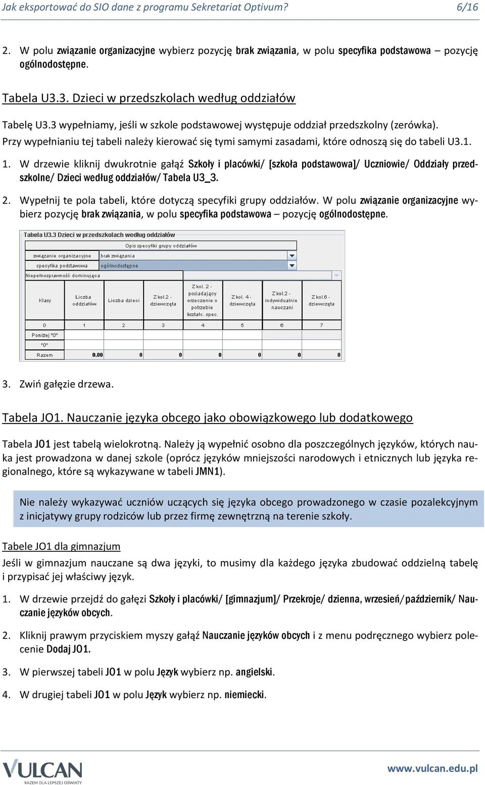 Przy wypełnianiu tej tabeli należy kierować się tymi samymi zasadami, które odnoszą się do tabeli U3.1. 1.