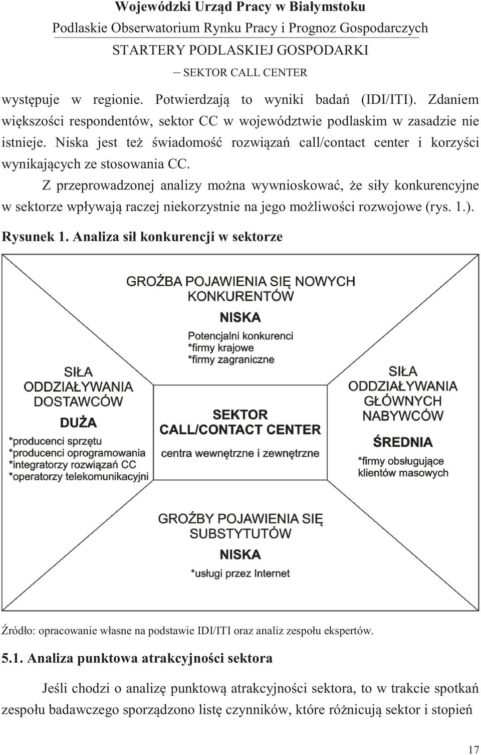 Z przeprowadzonej analizy można wywnioskować, że siły konkurencyjne w sektorze wpływają raczej niekorzystnie na jego możliwości rozwojowe (rys. 1.). Rysunek 1.