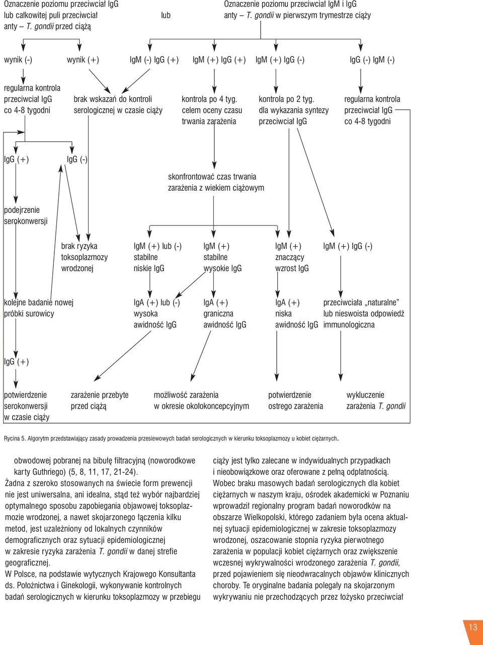 regularna kontrola co 4-8 tygodni serologicznej w czasie cià y celem oceny czasu dla wykazania syntezy przeciwcia IgG trwania zara enia przeciwcia IgG co 4-8 tygodni IgG (+) IgG (-) podejrzenie