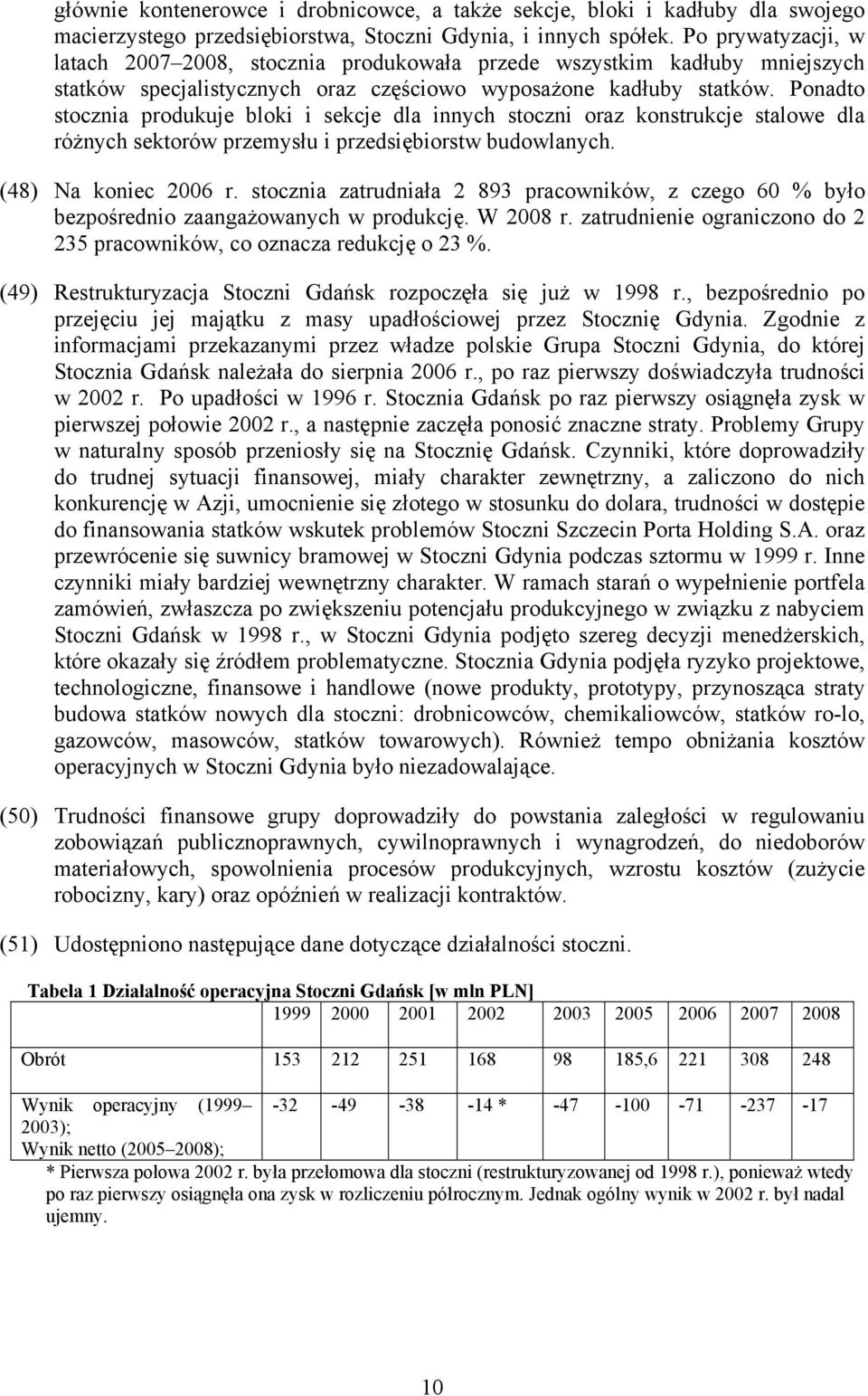 Ponadto stocznia produkuje bloki i sekcje dla innych stoczni oraz konstrukcje stalowe dla różnych sektorów przemysłu i przedsiębiorstw budowlanych. (48) Na koniec 2006 r.