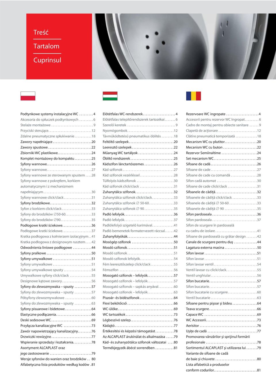 ..................... 24 Komplet montażowy do kompaktu........... 25 Syfony wannowe............................. 26 Syfony wannowe............................. 27 Syfony wannowe ze sterowanym spustem.