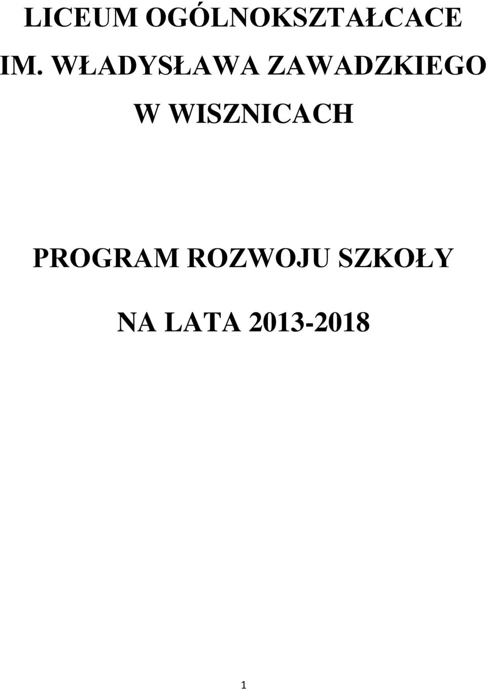 WISZNICACH PROGRAM ROZWOJU