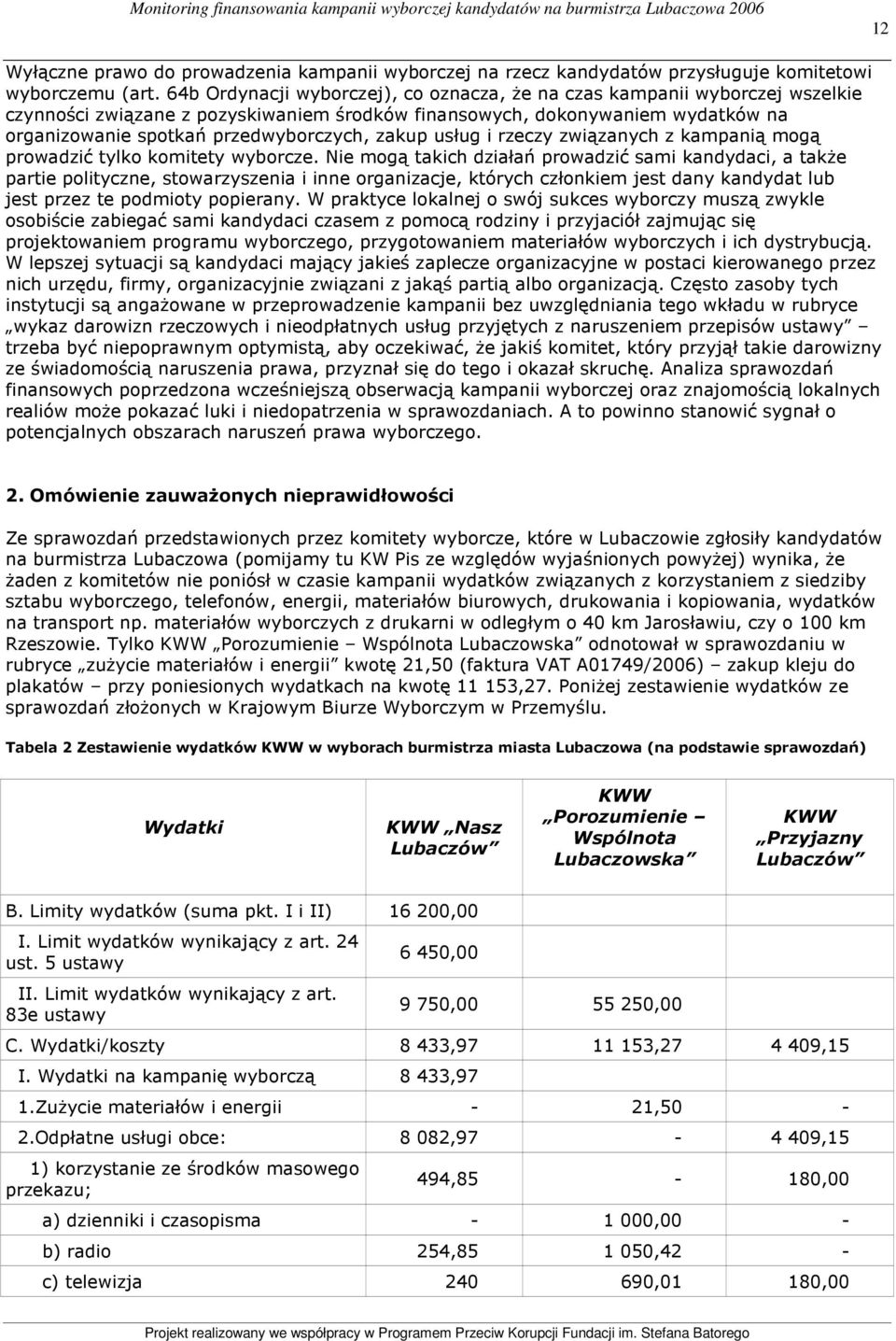 zakup usług i rzeczy związanych z kampanią mogą prowadzić tylko komitety wyborcze.