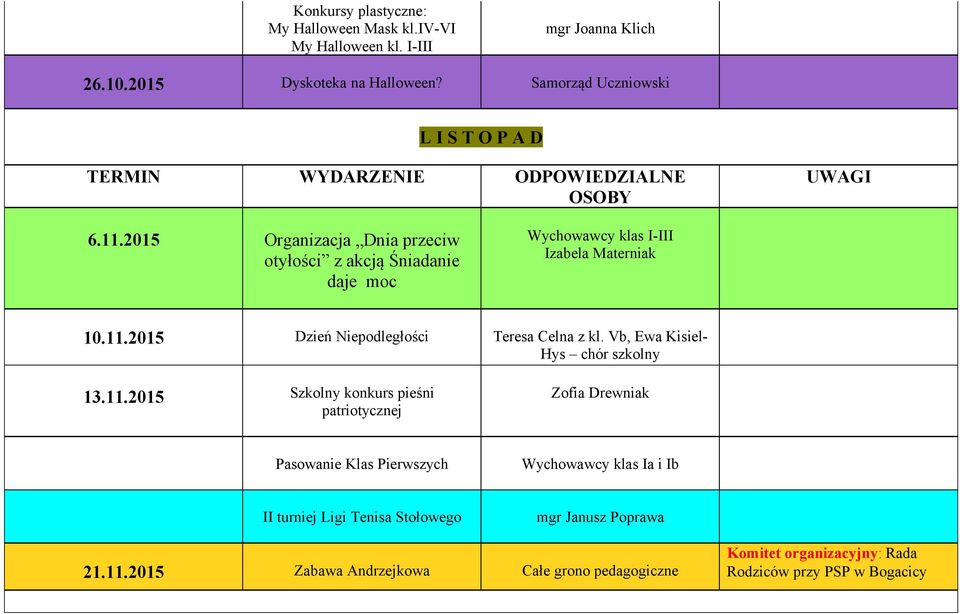 Vb, Ewa Kisiel- Hys chór szkolny 13.11.