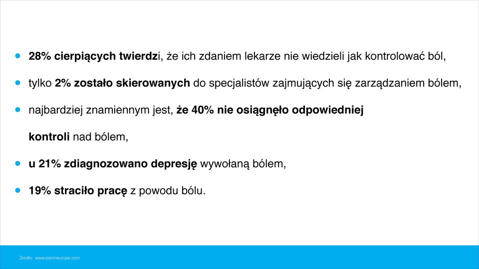 najbardziej znamiennym jest, że 40% nie osiągnęło odpowiedniej kontroli nad bólem,!