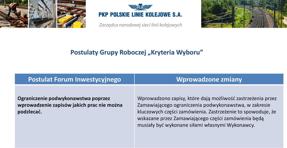 Wprowadzono zapisy, które dają możliwość zastrzeżenia przez Zamawiającego ograniczenia