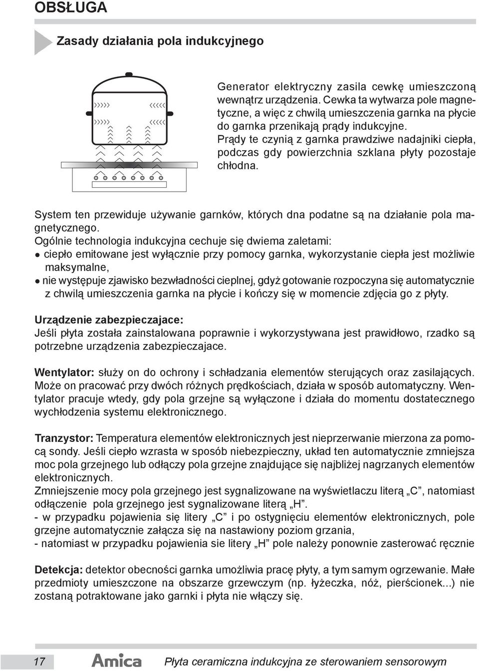 Prądy te czynią z garnka prawdziwe nadajniki ciepła, pod czas gdy powierzchnia szklana płyty pozostaje chłodna.