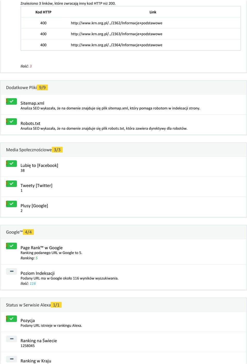 txt, która zawiera dyrektywy dla robotów. Media Społecznościowe / Lubię to [Facebook] 8 Tweety [Twitter] 1 Plusy [Google] Google / Page Rank w Google Ranking podanego URL w Google to 5.