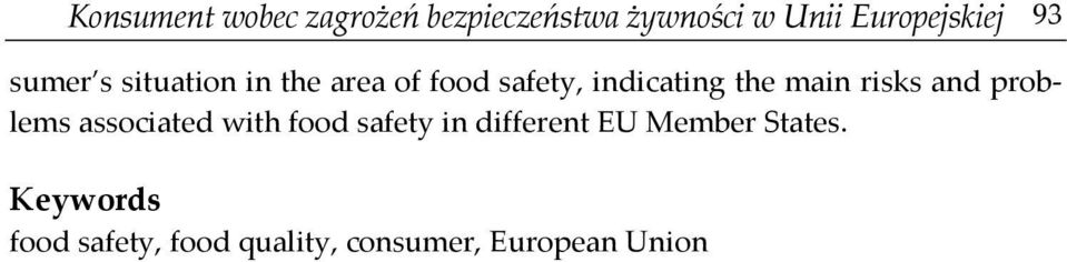 risks and problems associated with food safety in different EU