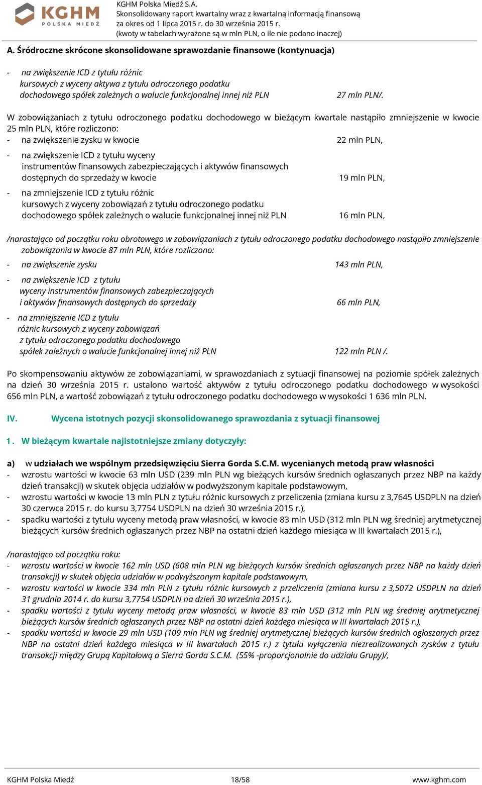 zwiększenie ICD z tytułu wyceny instrumentów finansowych zabezpieczających i aktywów finansowych dostępnych do sprzedaży w kwocie - na zmniejszenie ICD z tytułu różnic kursowych z wyceny zobowiązań z