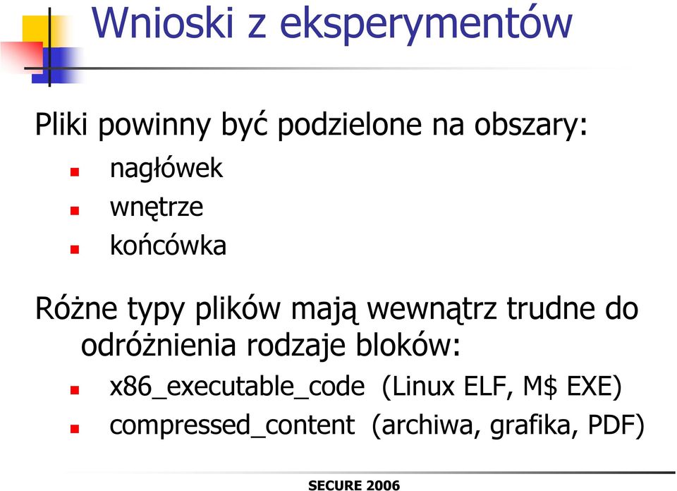 wewnątrz trudne do odróżnienia rodzaje bloków: