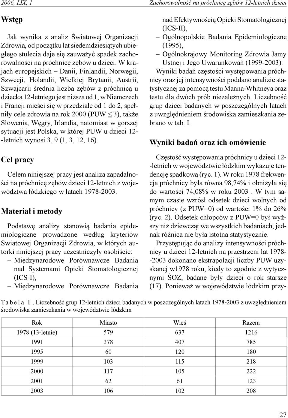 W krajach europejskich Danii, Finlandii, Norwegii, Szwecji, Holandii, Wielkiej Brytanii, Austrii, Szwajcarii średnia liczba zębów z próchnicą u dziecka 12-letniego jest niższa od 1, w Niemczech i