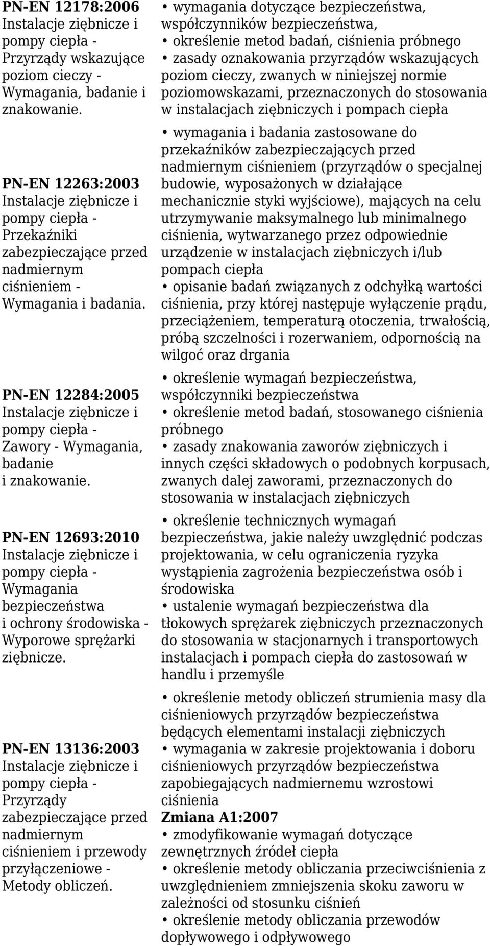 PN-EN 13136:2003 Przyrządy zabezpieczające przed nadmiernym ciśnieniem i przewody przyłączeniowe - Metody obliczeń.