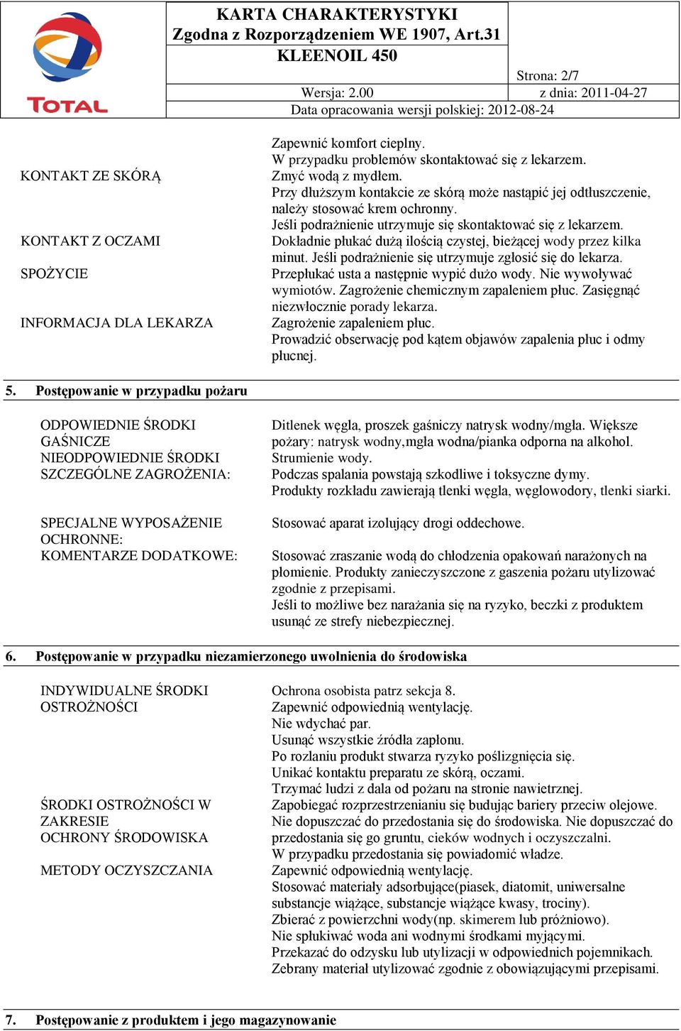 Dokładnie płukać dużą ilością czystej, bieżącej wody przez kilka minut. Jeśli podrażnienie się utrzymuje zgłosić się do lekarza. Przepłukać usta a następnie wypić dużo wody. Nie wywoływać wymiotów.