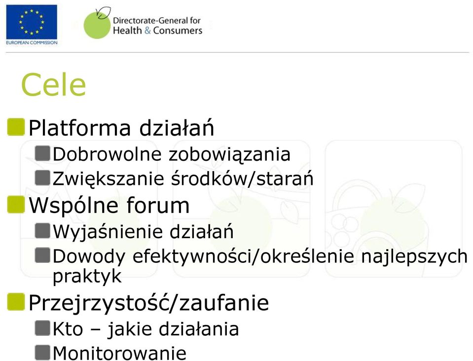 działań Dowody efektywności/określenie najlepszych