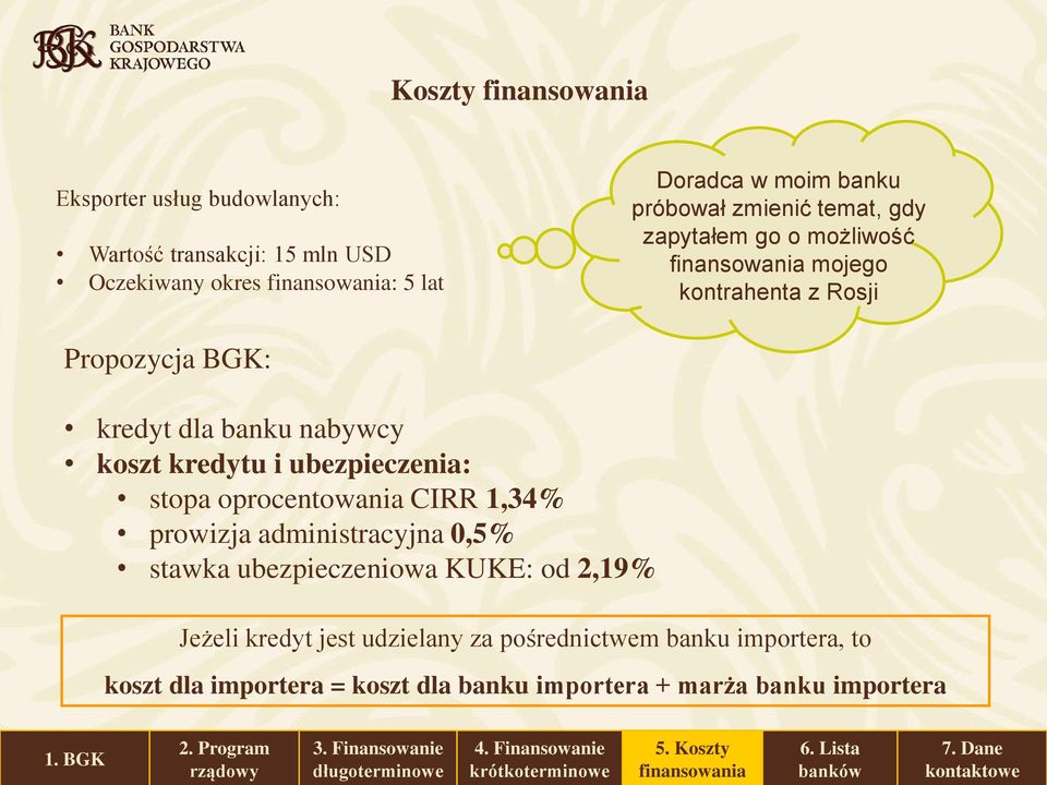 i ubezpieczenia: stopa oprocentowania CIRR 1,34% prowizja administracyjna 0,5% stawka ubezpieczeniowa KUKE: od 2,19% Jeżeli