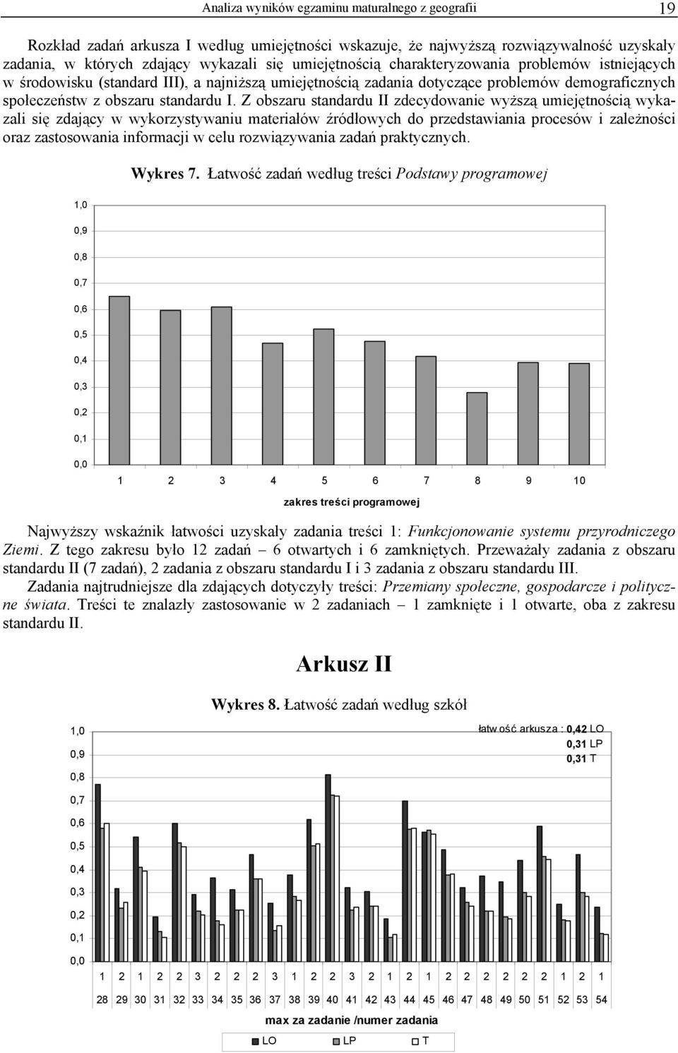 Z obszaru standardu II zdecydowanie wyższą umiejętnością wykazali się zdający w wykorzystywaniu materiałów źródłowych do przedstawiania procesów i zależności oraz zastosowania informacji w celu