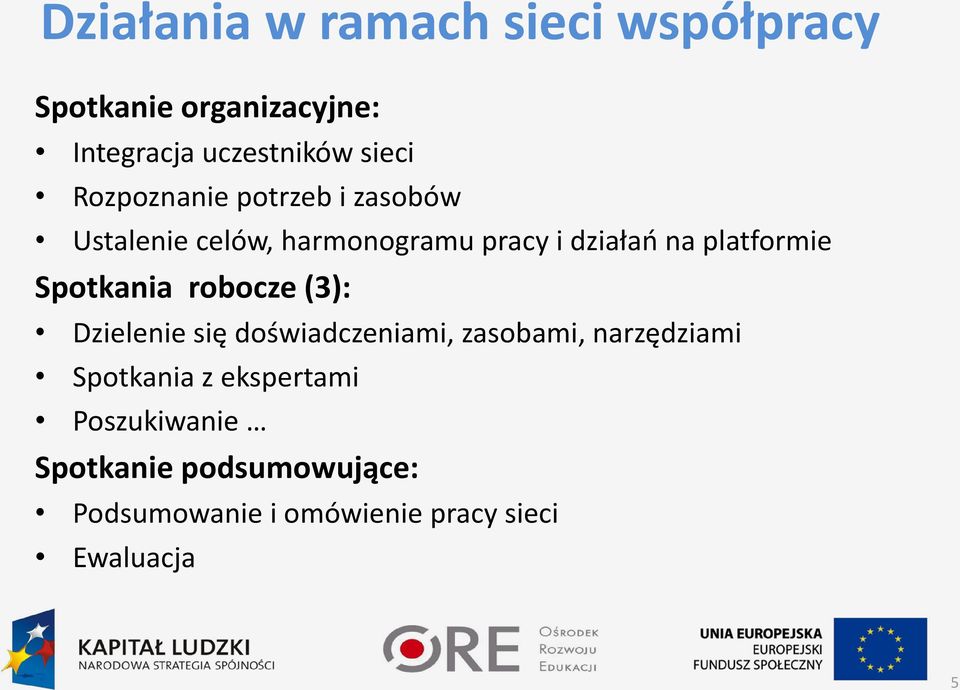 Spotkania robocze (3): Dzielenie się doświadczeniami, zasobami, narzędziami Spotkania z