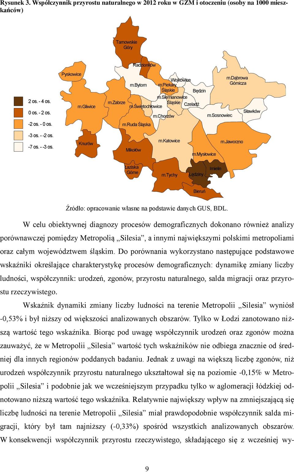 - -3 os. Knurów Mikołów m.katowice m.mysłowice m.jaworzno Łaziska Górne m.tychy Lędziny Imielin Bieruń Źródło: opracowanie własne na podstawie danych GUS, BDL.