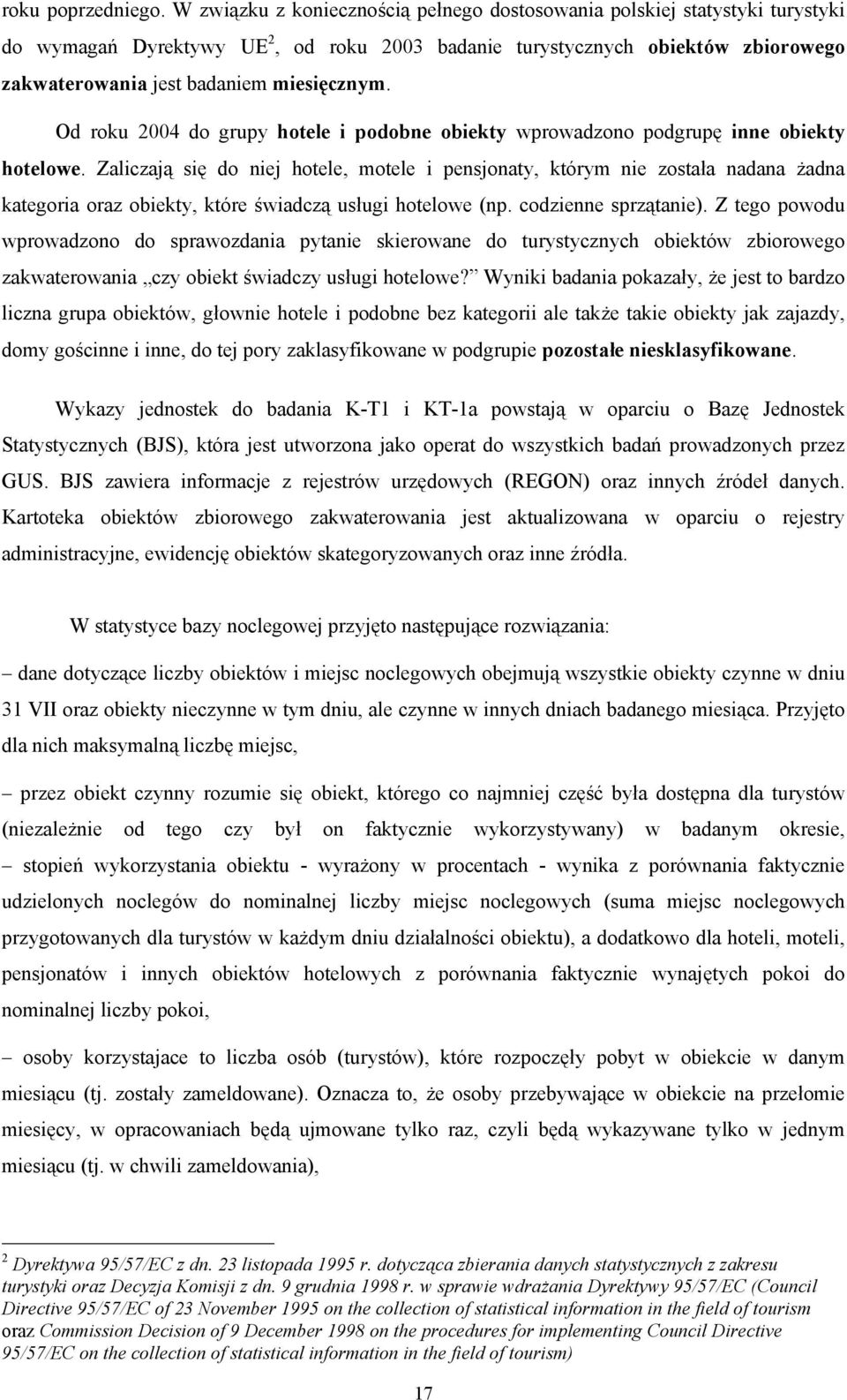 Od roku 2004 do grupy hotele i podobne obiekty wprowadzono podgrupę inne obiekty hotelowe.