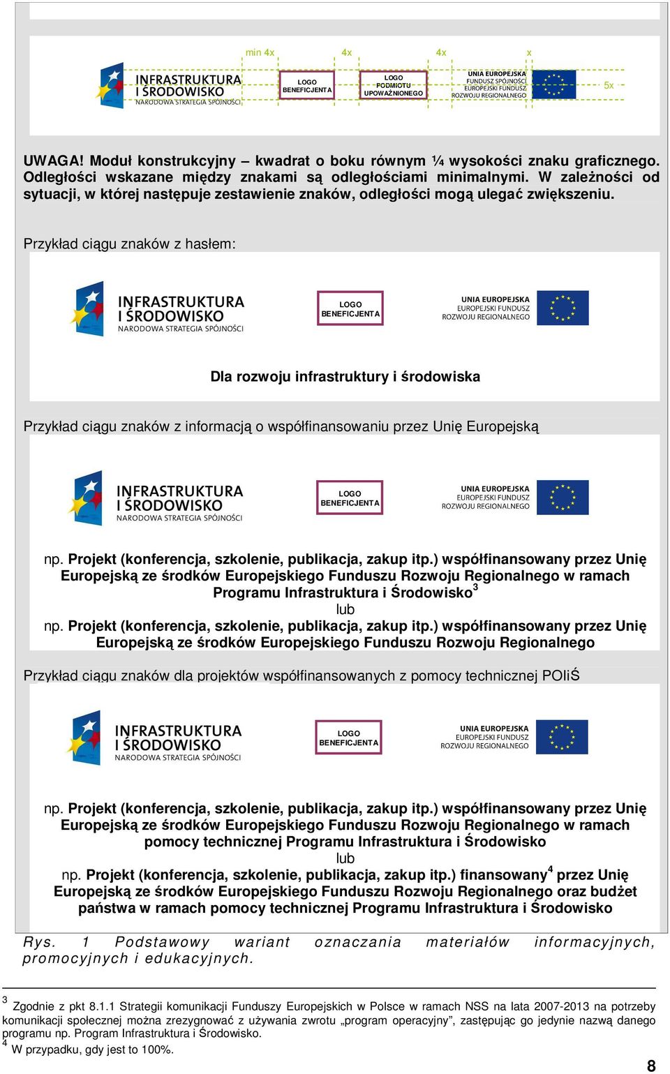 Przykład ciągu znaków z hasłem: LOGO BENEFICJENTA Dla rozwoju infrastruktury i środowiska Przykład ciągu znaków z informacją o współfinansowaniu przez Unię Europejską LOGO BENEFICJENTA np.