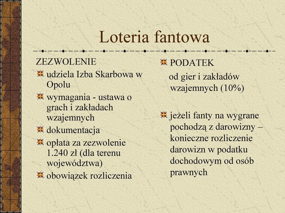 240 zł (dla terenu województwa) obowiązek rozliczenia PODATEK od gier i zakładów