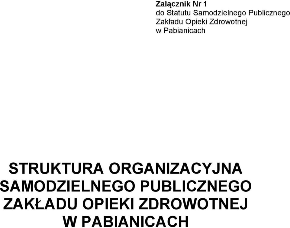 Pabianicach STRUKTURA ORGANIZACYJNA