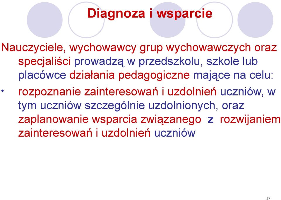 rozpoznanie zainteresowań i uzdolnień uczniów, w tym uczniów szczególnie