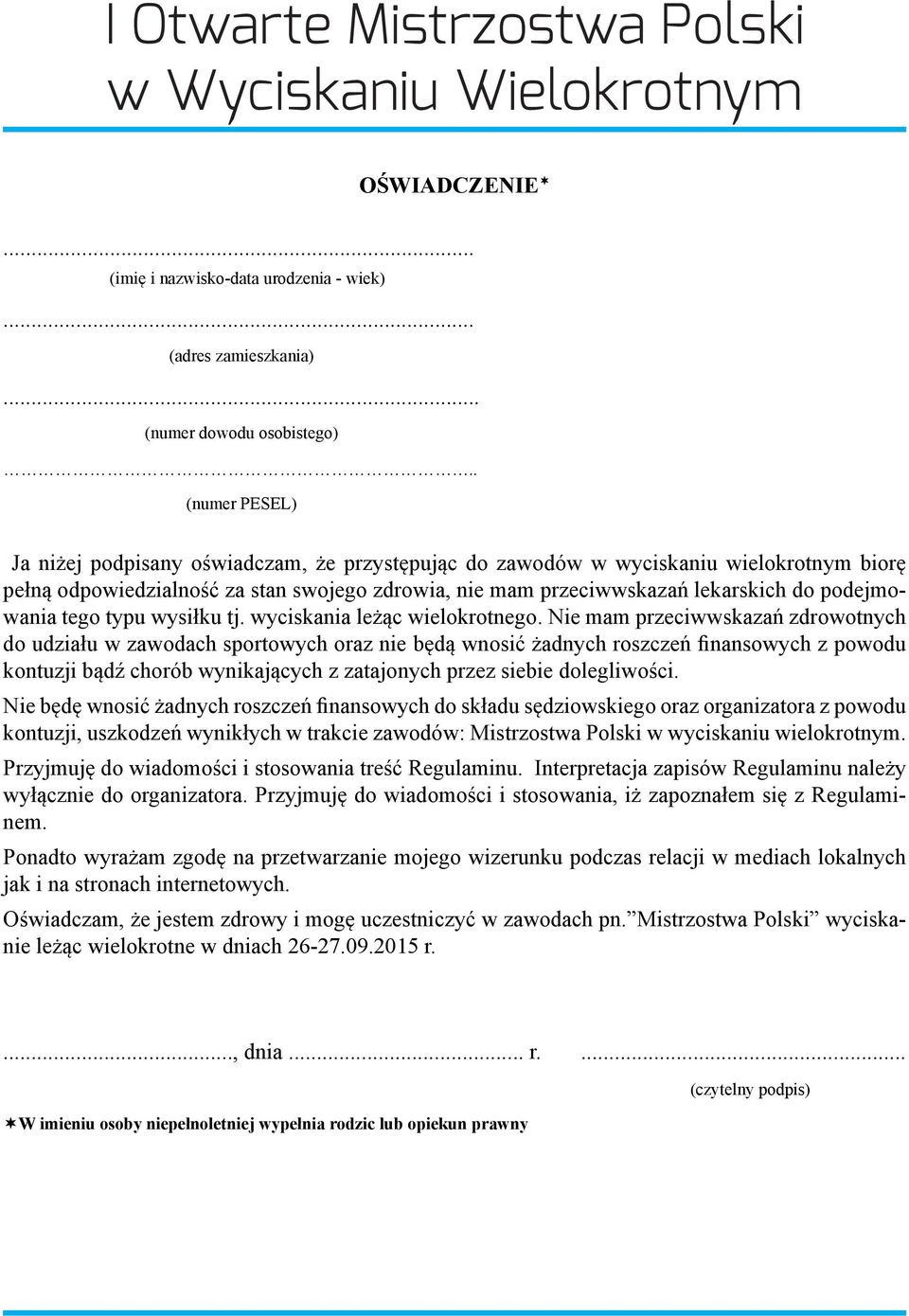 podejmowania tego typu wysiłku tj. wyciskania leżąc wielokrotnego.