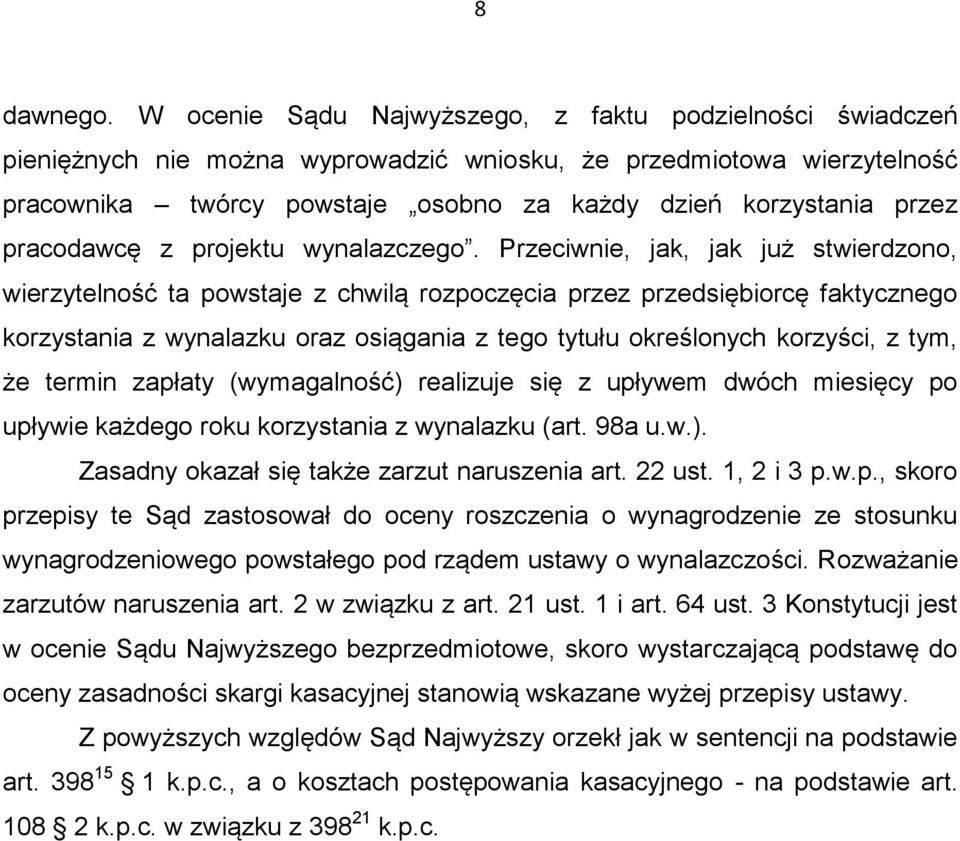 pracodawcę z projektu wynalazczego.