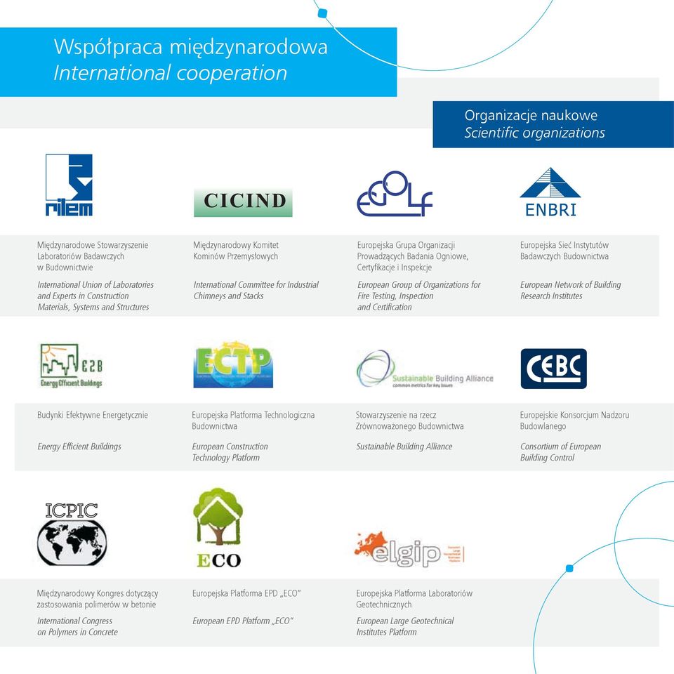 Construction Materials, Systems and Structures International Committee for Industrial Chimneys and Stacks European Group of Organizations for Fire Testing, Inspection and Certification European