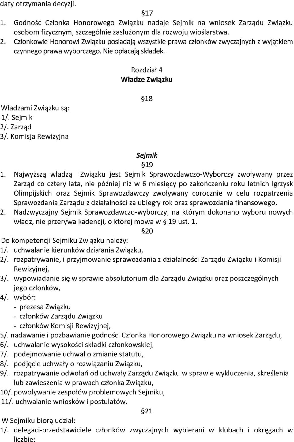 Zarząd 3/. Komisja Rewizyjna 18 Sejmik 19 1.