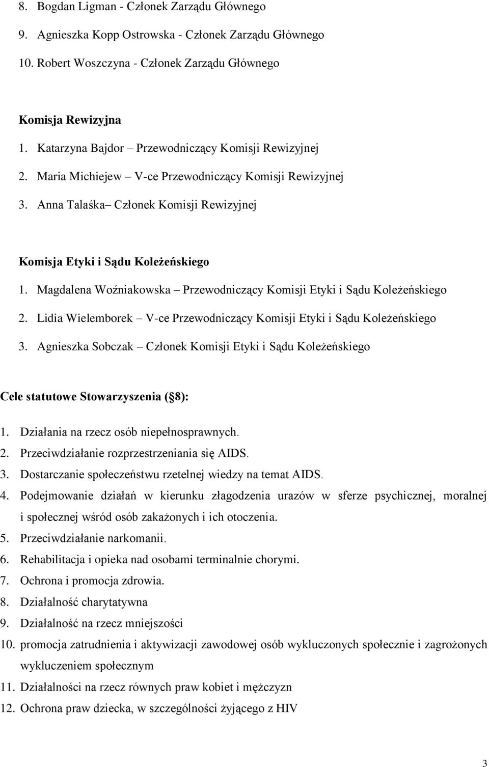 Magdalena Woźniakowska Przewodniczący Komisji Etyki i Sądu Koleżeńskiego 2. Lidia Wielemborek V-ce Przewodniczący Komisji Etyki i Sądu Koleżeńskiego 3.