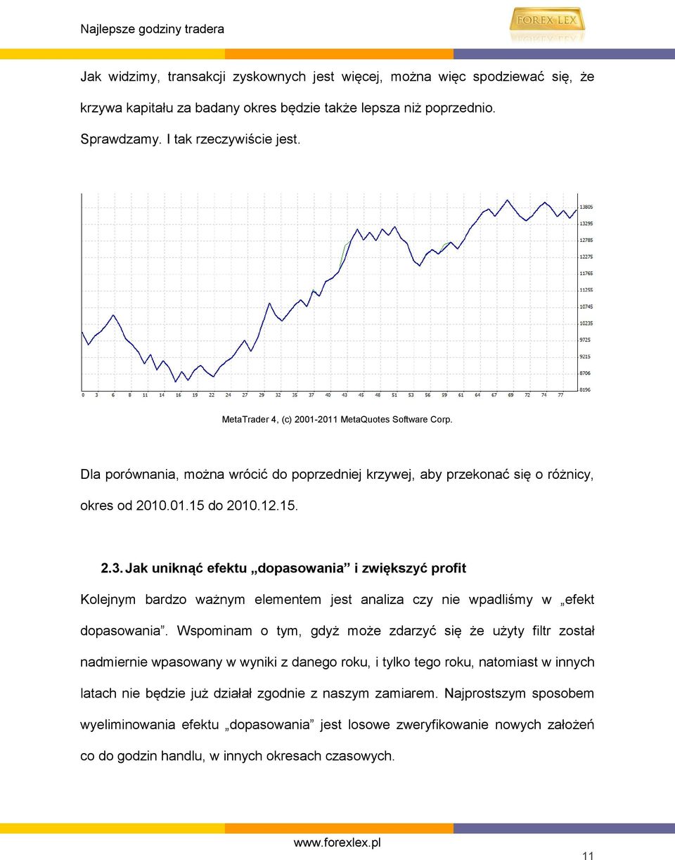 Jak uniknąć efektu dopasowania i zwiększyć profit Kolejnym bardzo ważnym elementem jest analiza czy nie wpadliśmy w efekt dopasowania.