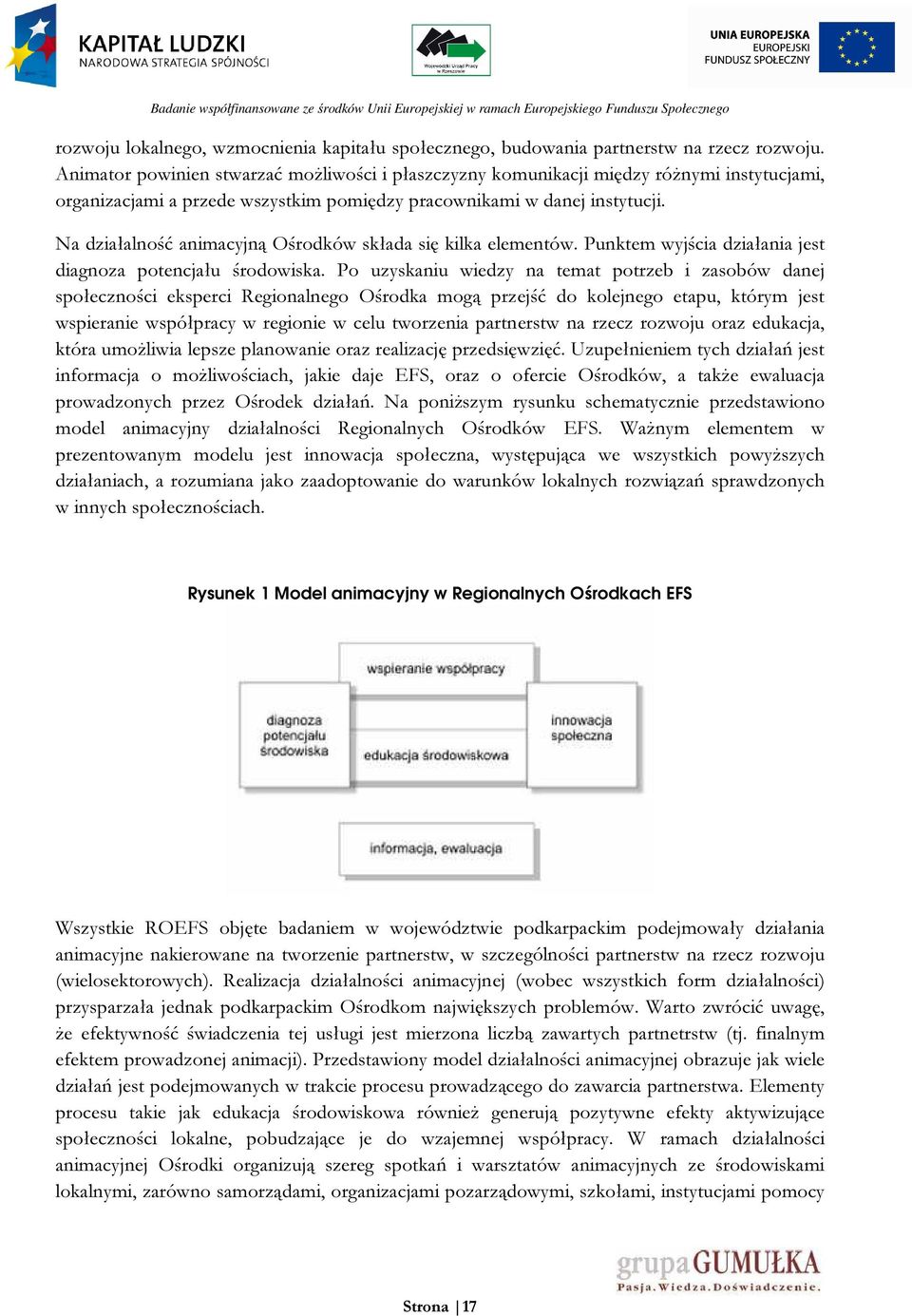 Na działalność animacyjną Ośrodków składa się kilka elementów. Punktem wyjścia działania jest diagnoza potencjału środowiska.