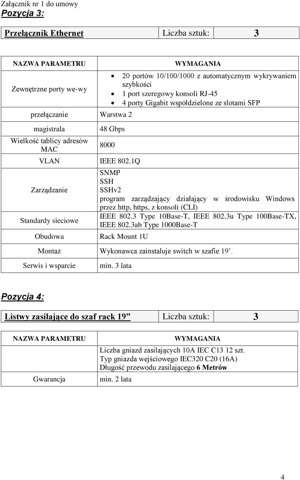 zarządzający działający w środowisku Windows przez http, https, z konsoli (CLI) IEEE 80.3 Type 0Base-T, IEEE 80.3u Type 00Base-TX, IEEE 80.