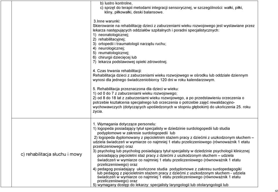 2) rehabilitacyjnej; 3) ortopedii i traumatologii narządu ruchu; 4)